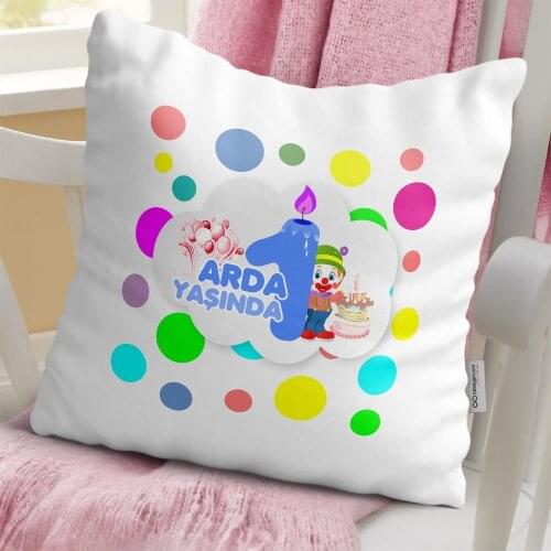 Personalized 1. Age Design Male Baby Decorative White Pillow-2