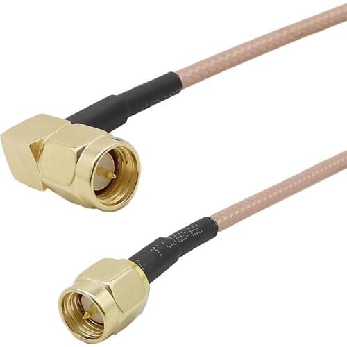 ALLiSHOP SMA Male to SMA Male jumper cable assembly SMA MALE RIGHT ANGLE TO SMA MALE STRAIGHT RG316 Cable 10CM/15CM/30CM/50CM/1M