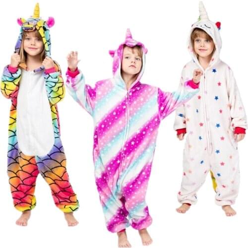 Kawaii Children Galaxy Unicorn Pajama Kid Boy Girl Pijama Onesie Onepiece Baby Warm Animal Sleepwear Cosplay