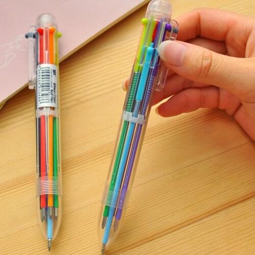 6 in1 New Arrival Novelty Multicolor Ballpoint Pen Multifunction Colorful Stationery Creative School Supplies