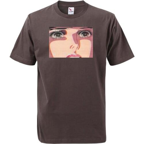 2019 Summer New Fashion Casual Mens T Shirts Sad Retro Anime Crying Eyes Vaporwave Cotton Slim Fit T-shirt Hip Hop Style Tops T