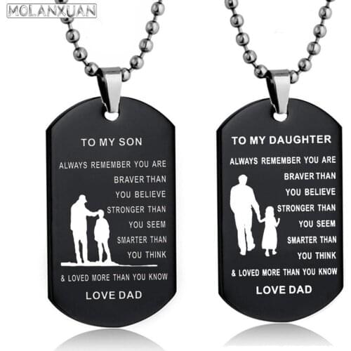 Mens Fashion Alloy Army Dog Tag Black Pendant Necklace TO MY SON /DAUGHTER LOVE DAD Military Chain подвеска на шею chain kpop