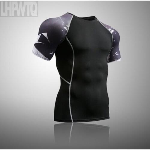 Mens Running Tights T-Shirt Compressed shirt Short sleeve t-shirt Top for fitness MMA rashguard Men Outdoor Sports track suit