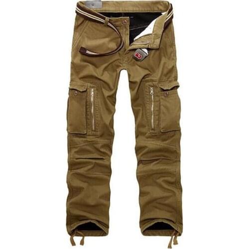 Mens Warm Winter Cargo Pants Casual Mens Pant Multi Pocket Military Overall Men Outdoors Trousers SHIERXI