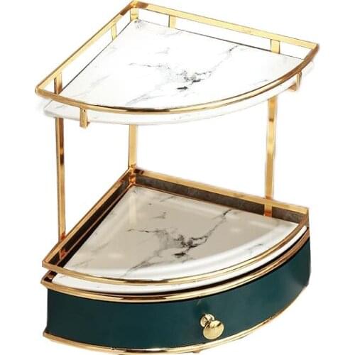 Wall Mount Storage Organizer Bathroom Triangle Sector Ceramics Storage Rack Stainless Steel Storage Rack