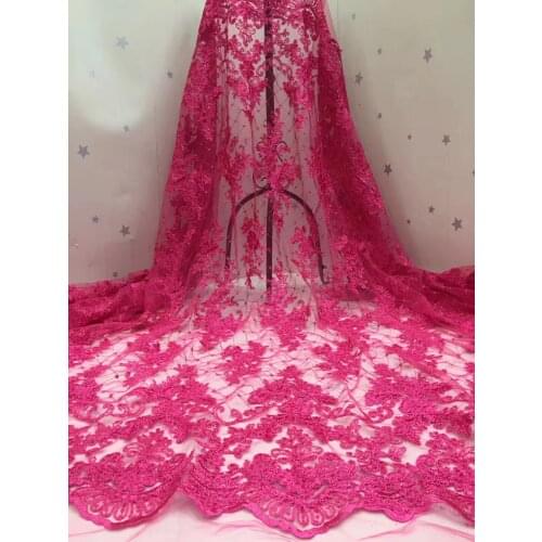 Latest African lace fabric 2020 high quality lace French mesh lace fabric embroidered tulle lace dress D41781