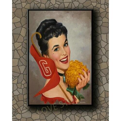 P245 Vintage Beautiful Pin-up Girl Classic Picture 372 Silk Fabric Poster Art Decor Indoor Painting Gift