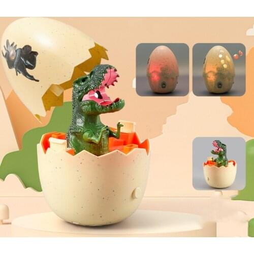 Anti-Collision Baby Musical Animal Touch Sensor Toy Hatching Egg Dinosaur Toy Realistic Toy with Soft Music Light 7inch