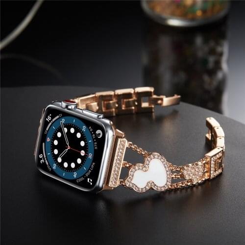 New Diamond Strap for Apple Watch Band 6 44mm 40mm 42mm 38mm Womens Jewelry Metal for iWatch Bands Serie SE 5 4 3 Gem Bracelet