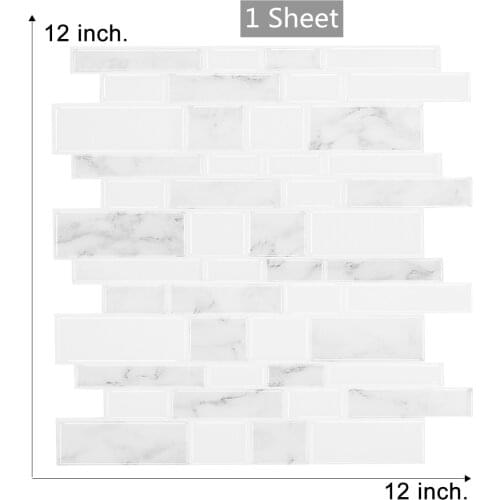 12"x12" Self Adhesive Kitchen Backsplash Vinyl Tiles Sticker 3D Peel and Stick Wall Tiles Sticker With ePacket Free Shipping