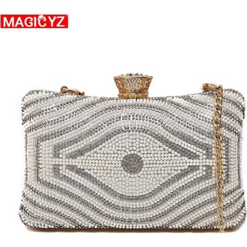 MAGICYZ Messenger Bags Crystal Evening Clutch Bag Diamond Clutches Purse Ladies Chain Shoulder Bag For Wedding/Dinner/Party