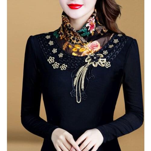 Woman Tshirts Plus Size Lace T-shirt for Women Autumn Winter Coat Tops Mujer Camisetas