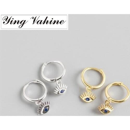 Ying Vahine 100% 925 Sterling Silver Blue Eyes Pendant Stud Earrings for Women