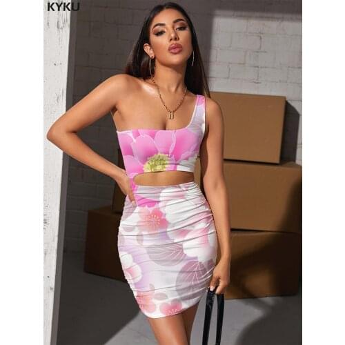 KYKU Flower Dress Women Art Pleating Colorful Vestido Sexy Harajuku Halter Sleeveless Womens Clothing Mini Evening Vintage