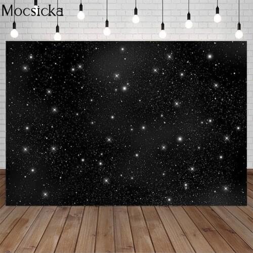Starry Glitter Backdrop Stars Night Black Scene Portrait Kid Child Photographic Background Photography Props For Photo Studio