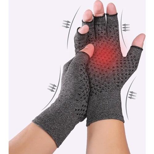 1 Pair Anti Slip Arthritis Recovery Training Half Finger Compression Gloves Relief Hand Brace Women Men Therapy Wristband