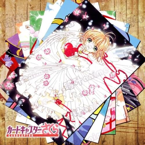 10 PCS/LOT Anime Cardcaptor Poster Sticker Postcard PSAKURA LI SYAORAN CERBERUS Model Toy Card captor Gift Card Wall Pictures