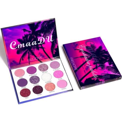 12 Color Shiny Eye Shadow Makeup Matte and Metallic Glitter Powder Eye Shadow Pallete