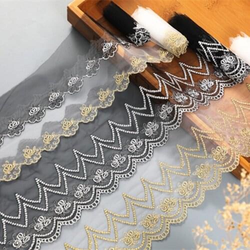 13.5CM Width 5Yards Embroidered Floral Mesh Lace Garment Lace Trims Chantilly Lace Fabric DIY Sewing accessories