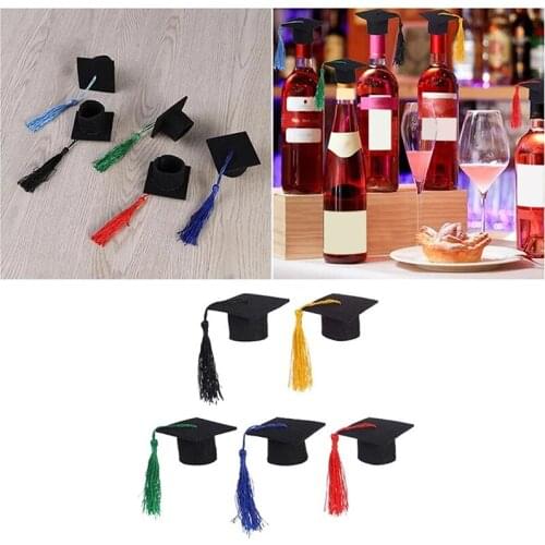 15Pcs Wine Bottle Toppers Decorative Mini Dr Graduated Bachelor Hat Tassel Cap for Wine Bottle Decor