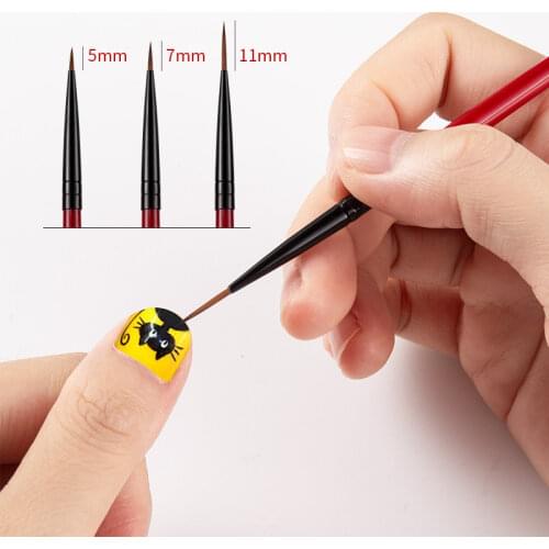 3pcs Nail Art Liner Painting Pen 3D Tips DIY Acrylic UV Gel Brushes Drawing Kit Flower Line Grid French Design Manicure Tool