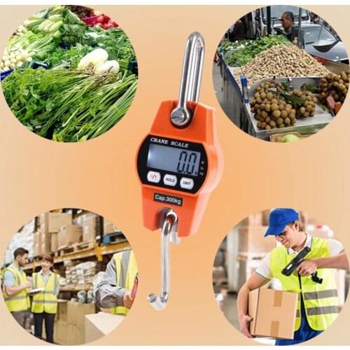 300kg/600lb Portable Mini Industrial Crane Scale Digital LCD Electronic Scales Stainless Steel Kitchen Measuring Tools escamas