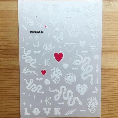 Japanese Style 3d DIY Black & white Snake Nail Stickers Traceless Nail Art Dry Nail Decals Hand Decorations Manicure Women Girls