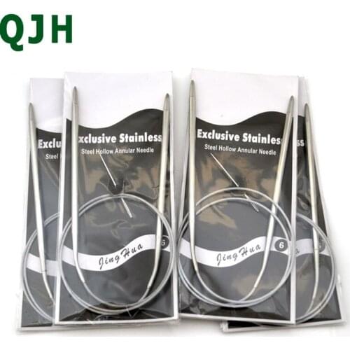 QJH 4pcs 5.0mm New circular knitting needles 80cm Durable Stainless Steel Circular Knitting Needles Crochet Knitting Tools #6