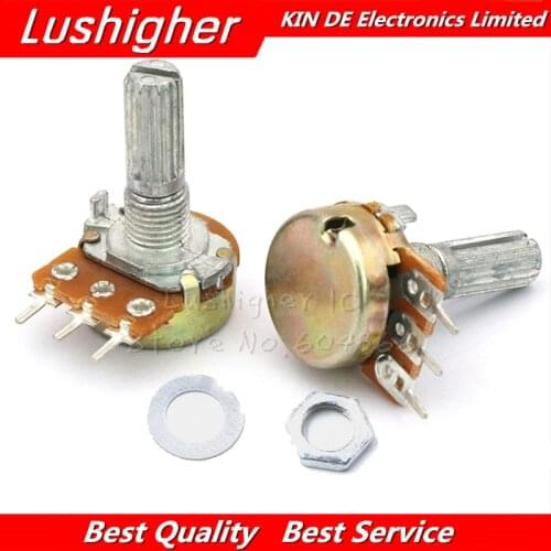 5PCS 100K Ohm WH148 B100K 3pin 15mm Potentiometer Shaft With Nuts Washers