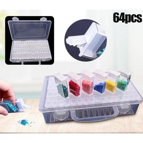 5d Diamond Painting Storage Box 64/256 Bottles Jewelry Bead Storage Organizer Diamond Painting Accessories Kit For Diy Art Craft