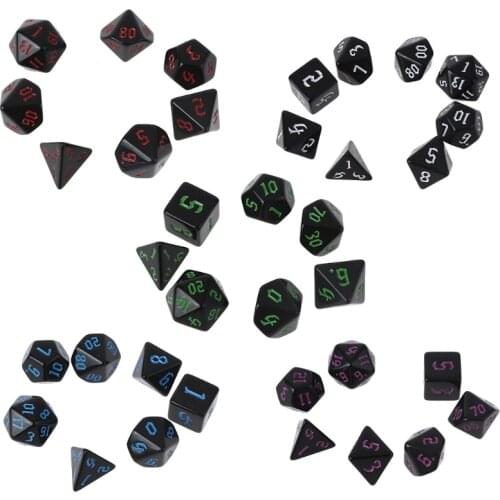 7 Pcs Resin Polyhedral Dices Numbers for DND RPG MTG Dials Desktop Table Board