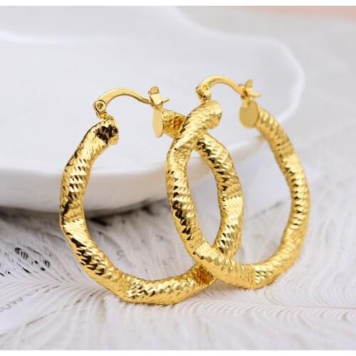 Annayoyo Jewelry 24K Gold Color Wedding Earrings for Women/Girls African jewelry Nigeria Kenya Ghana African jewerly Gifts
