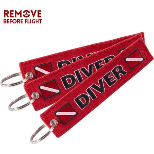 Car Keychain Embroidery DIVER Key Ring Motorcycle Red Key Chain chaveiro carro Key Holder For Luggage Tag Aviation Gifts 3PCS