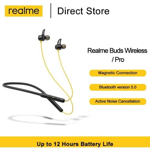 Realme Buds Wireless/Pro Earphone Magnetic Connection Bluetooth 5.0 Bass Boost Driver Active Noise Cancellation Gaming Earphone