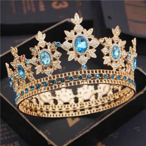 Flower Bridal Tiaras and Crowns Crystal Royal Queen King Crown Wedding Hair Jewelry Circle Diadem Bride Head Accessories