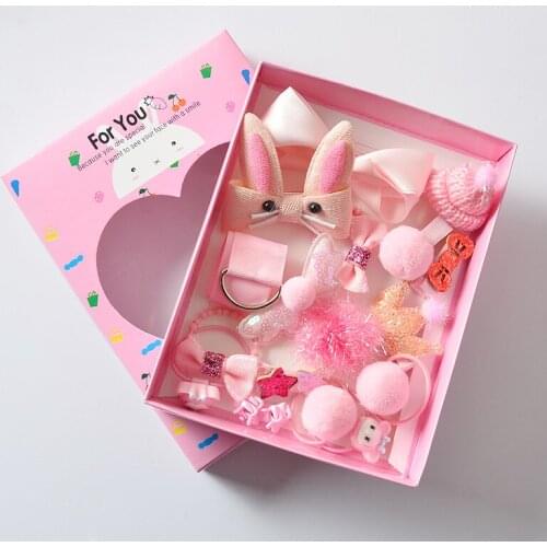 18PCS Children Hairpin Hair Accessories Cartoon Bow Fashion Retro Advanced Simple All -Match Gift Cute Box Princess Birthday