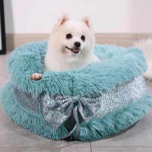 Cat Puppy Sofa Bed Pet House Winter Warm Beds Luxury Soft Plush Dog Bed Round Shape Sleeping Bag Kennel Cushion Superior Comfort