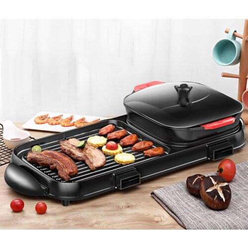 Electric Barbecue Hotpot Grill Smokeless Bakeware Grilled Hot Pot Large Non-stick Barbecue Machine Kebab Grill Korean BBQ Indoor