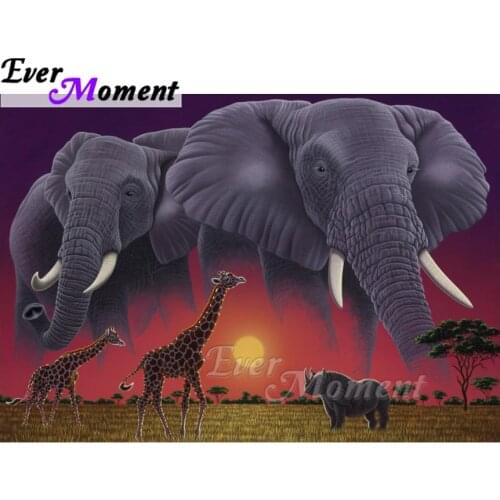 Ever Moment DIY Diamond Painting Elephant Giraffe Africa Diamond Mosaic Full Square Drills Artwork Home Decoration ASF1236