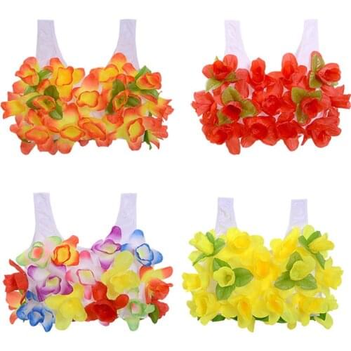 Hawaiian Luau Flower Bra For Adults Kids Dance Party Summer Tropical Hawaii Beach Hula DIY Happy Aloha Hawaii Flower Birthday