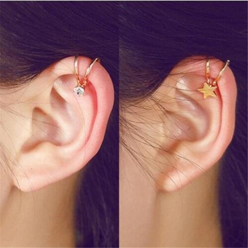 Hot New Korean Style Heart Star Pearl Ear Cuff Clip On Earrings For Women Fashion Girls Jewelry Free shipping