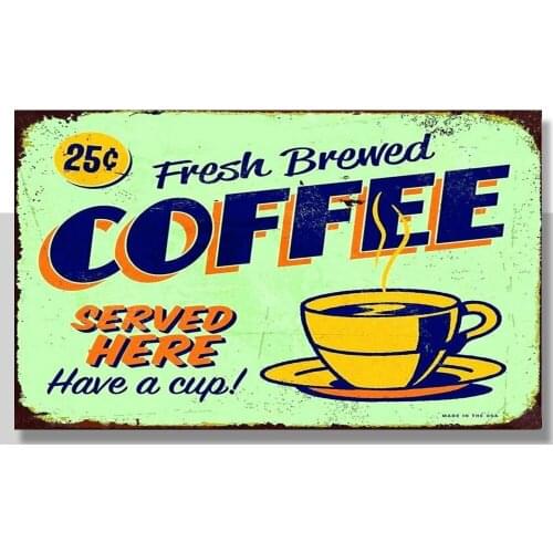 Coffee, Retro vintage style metal tin sign gift Home Decor Man Cafe 8x12