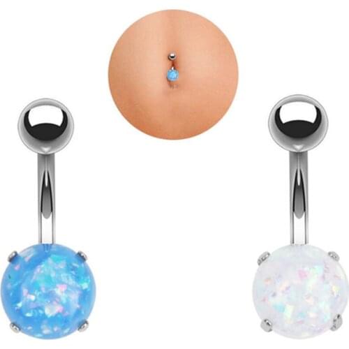 Hot selling new Belly Navel Ring creative fake opal navel nail puncture jewelry blue body piercing 1pc