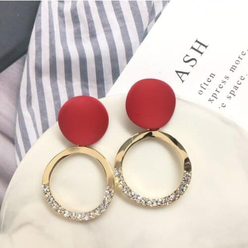 Korean Fashion Geometric Crystal Lady Earrings Temperament Simple Sweet Girl Earrings Temperament Women Jewelry Party Gift