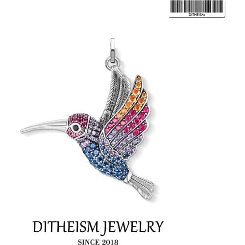 Pendant Colourful Hummingbird 925 Sterling Silver Fit Necklace bag Europe Style Bijoux Fine Jewelry Lightness Gift For Woman