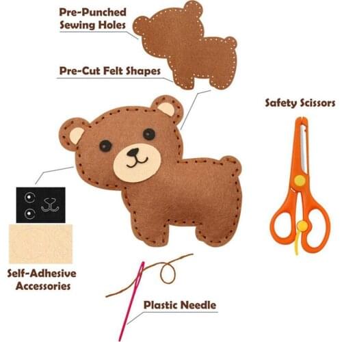 Forest Animals Felt Sewing Kit Childrens Educational Toys DIY Sewing Toy Beginner Handicraft Set Handmade Gifts Childrens G9Q8