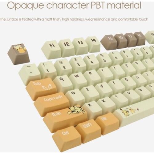 108-key Sublimation PBT Mechanical Keyboard Pikachu Keycaps OEM Standard Cross-shaft Anime Keycaps Colorless Cherry MX 61/87/104