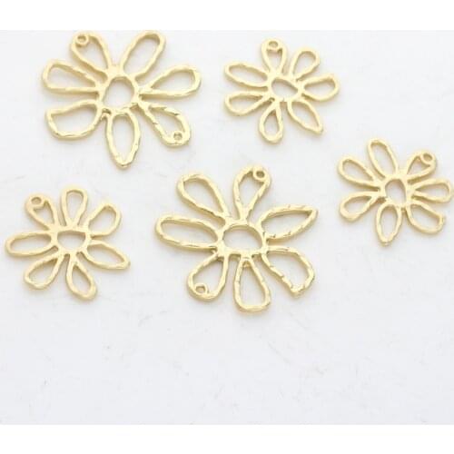 Zinc Alloy Fashion Golden Hollow Flowers Charms Connector 6pcs/lot For DIY Drop Earrings Jewelry Making Accessories