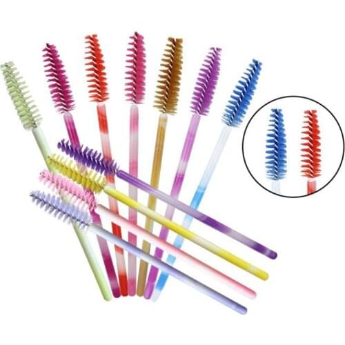 New Colorful 50Pcs Disposable eyelash extension cleaning brush Micro Mascara wand lash eyebrow brush Applicator Spoolers