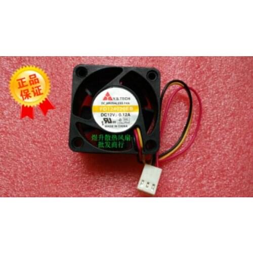 Original 40*40*20 FD124020EB DC12V 0.12A 3 line super durable double ball 4CM cooling fan
